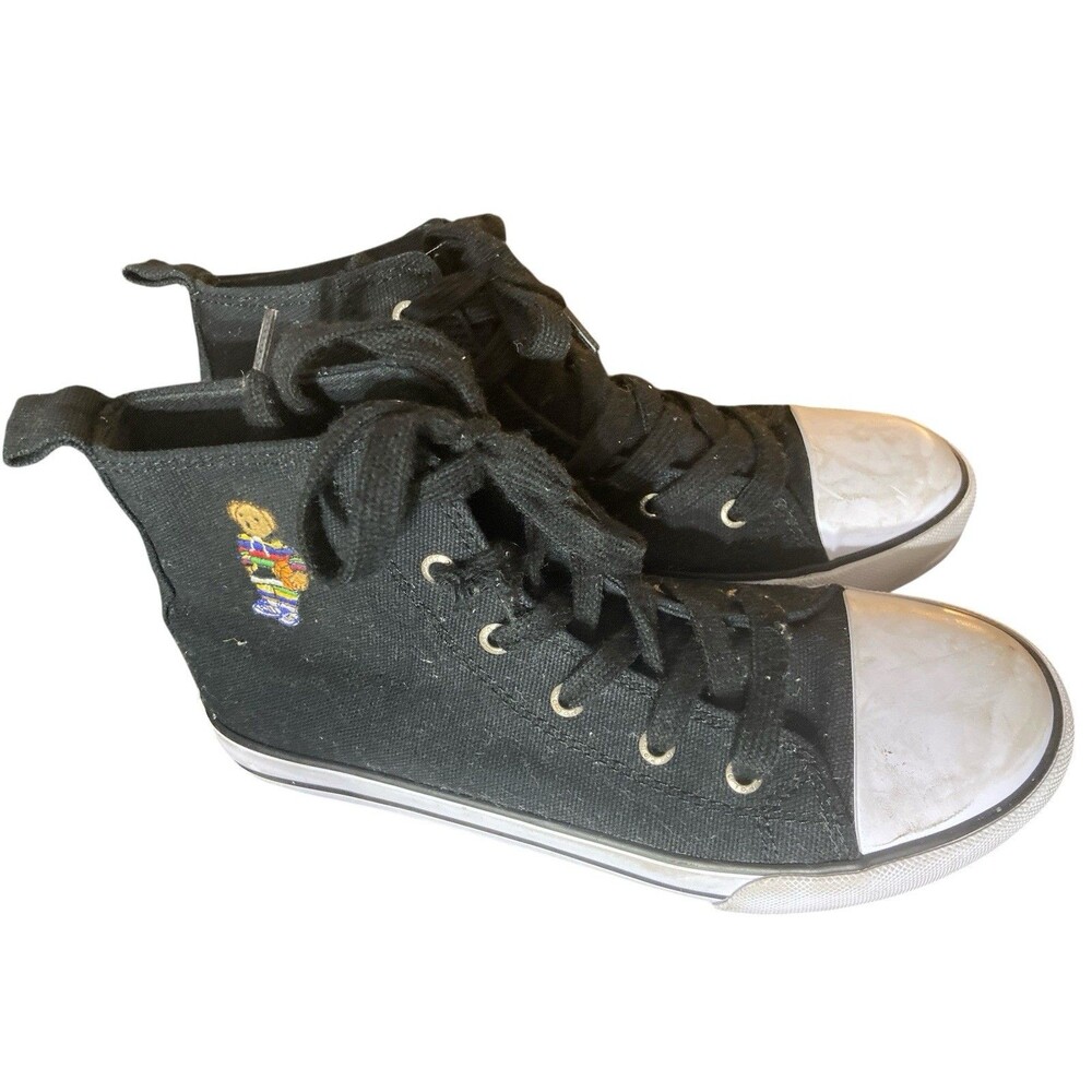 Polo Ralph Lauren Bear High Top Shoes Hampton Hi II‎ Youth US Sz 3 Sneakers